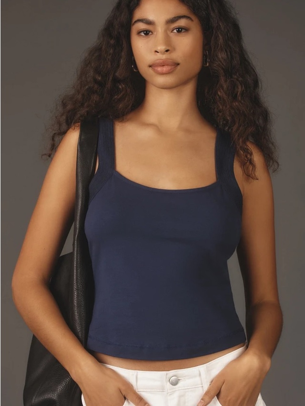 NWT Anthropologie MAEVE TRAPUNTO Navy TANK. Size Large